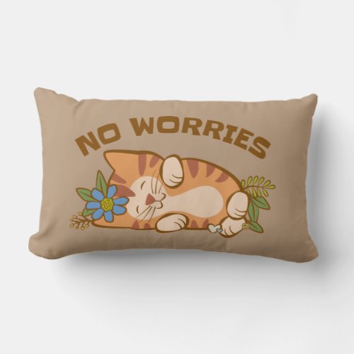 No Worries Kitten Lumbar Pillow
