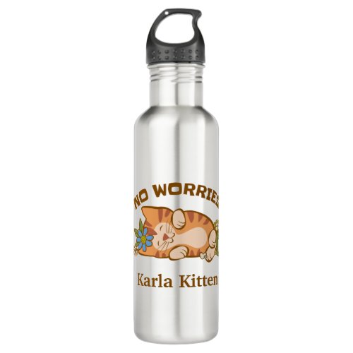 No Worries Kitten Stainless Steel Water Bottle