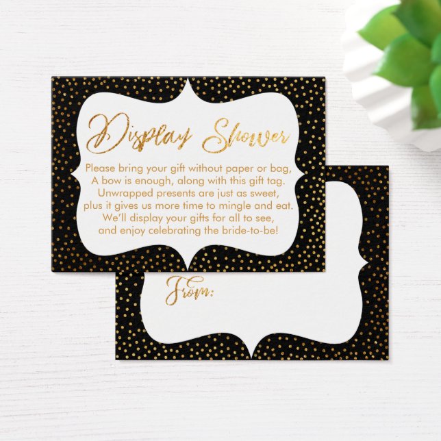 No Wrap Bridal Shower Gold Confetti & Black Card (Desk)