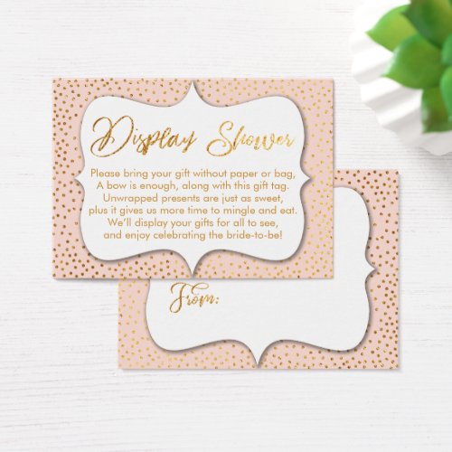 No Wrap Bridal Shower Gold Confetti  Pink Card
