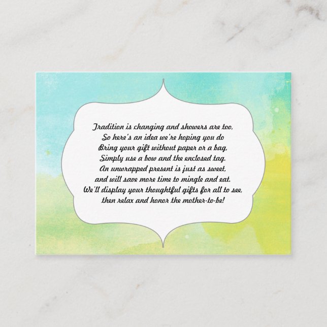 No wrap insert card water color blue green (Front)