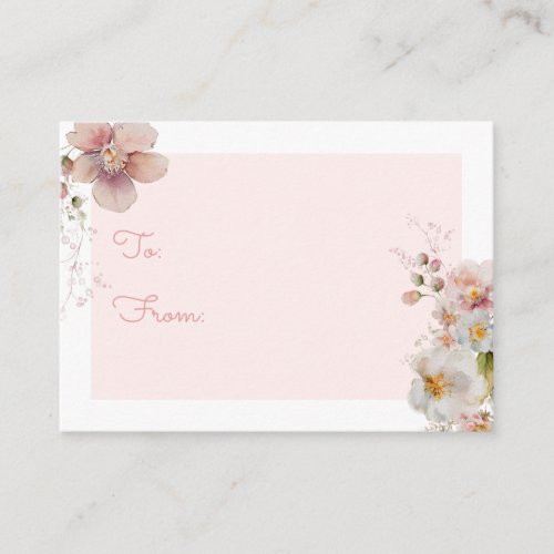 No Wrap Pink Floral Bridal Shower Gift Tag Enclosure Card