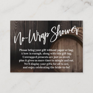 No-Wrap Shower Handwriting Wood Barrel Enclosure Card