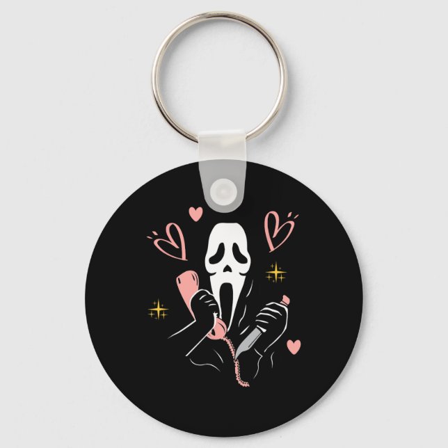 No You Hang Up First Ghost Calling Halloween  Keychain (Front)