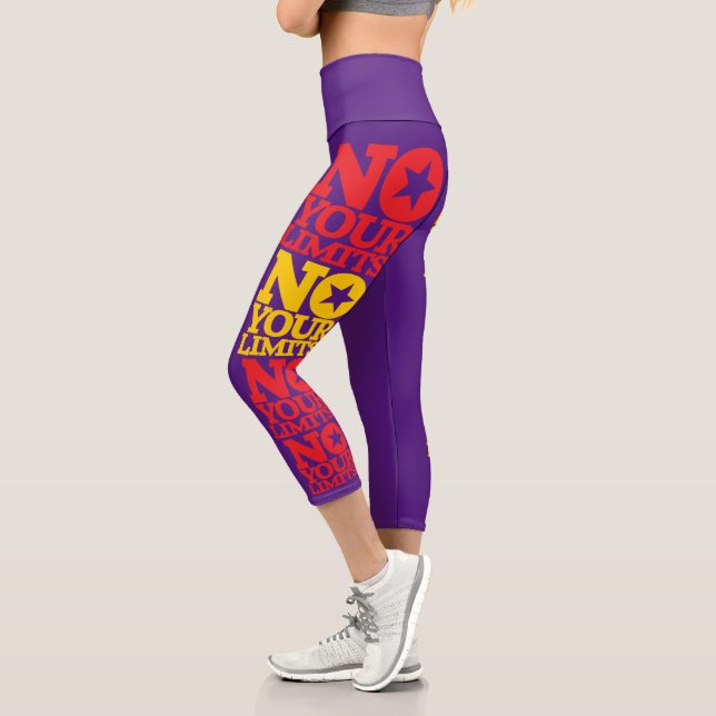 No Your Limits! Text BG Capri Leggings (Left)