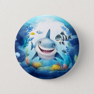 Noa the Shark and Casper, Her Best Fish Friend Button