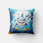 Noa the Shark and Casper, Her Best Fish Friend Throw Pillow