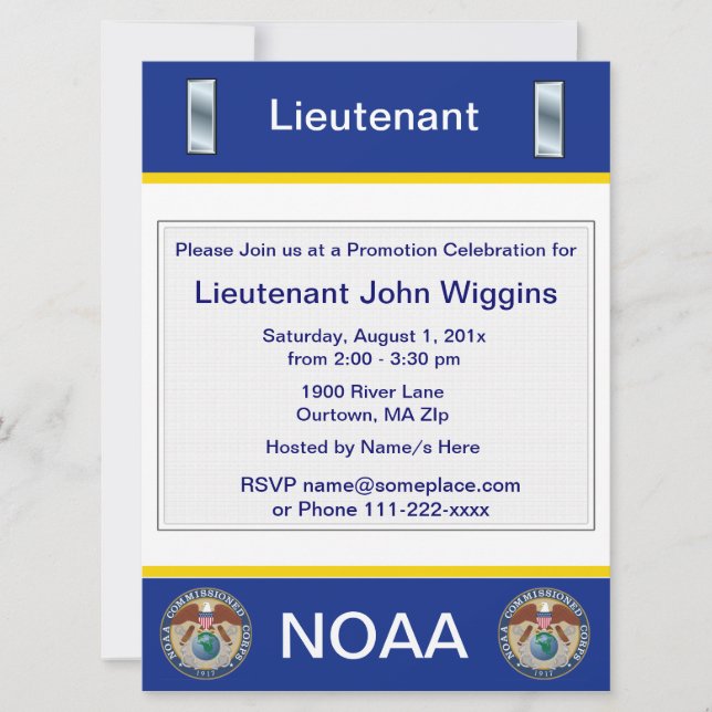 NOAA Lieutenant jg Invitation (Front)