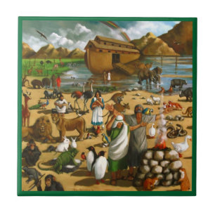 Noah And The Ark: Original Painting: Animals Tile