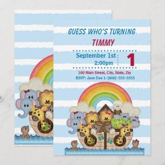 Noah Ark Boy Birthday Party Invitation