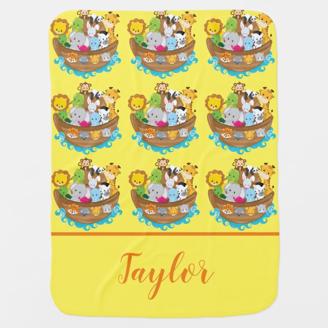 Noah Ark cute pattern Baby Blanket (Front)