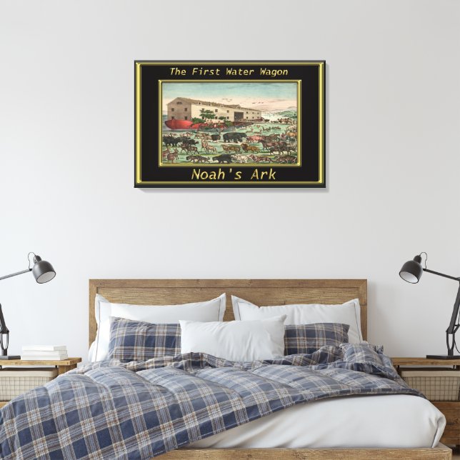 Noah Ark Genesis 6 Animals Waiting Canvas Print (Insitu(Bedroom))