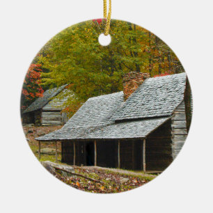 Noah "Bud" Ogle Cabin in the Smokies Ceramic Ornament