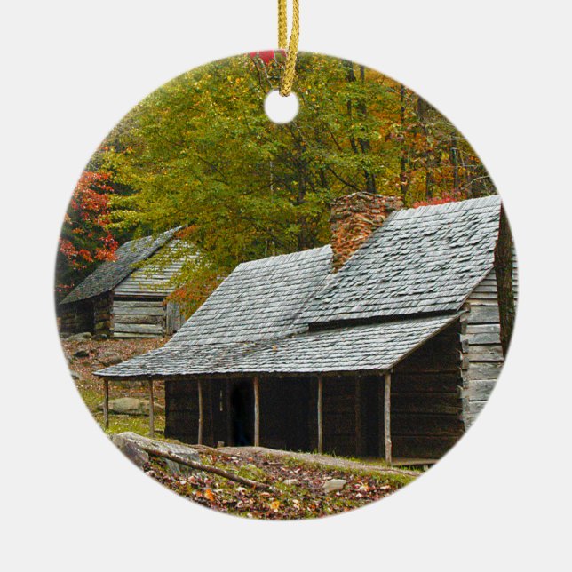 Noah "Bud" Ogle Cabin in the Smokies Ceramic Ornament (Front)