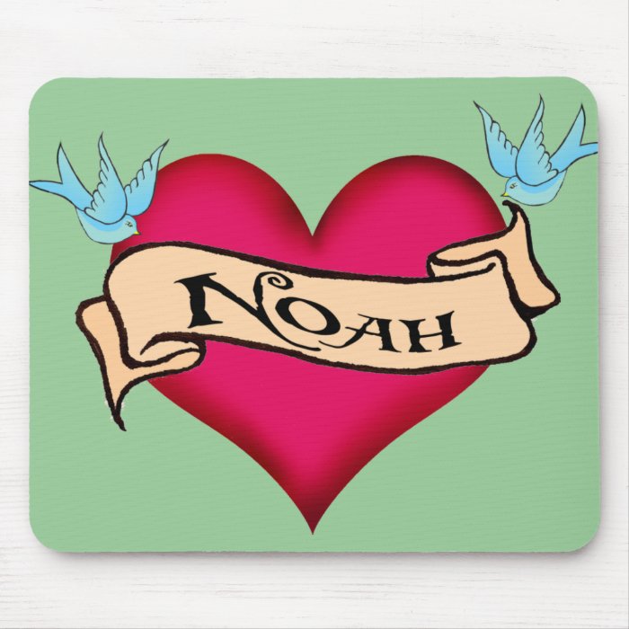 Noah   Custom Heart Tattoo T shirts & Gifts Mouse Pad