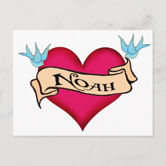Noah - Custom Heart Tattoo T-shirts & Gifts Postcard (Front)