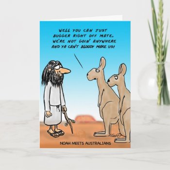 Noah Meets Some Australians Card by bad_Onions at Zazzle