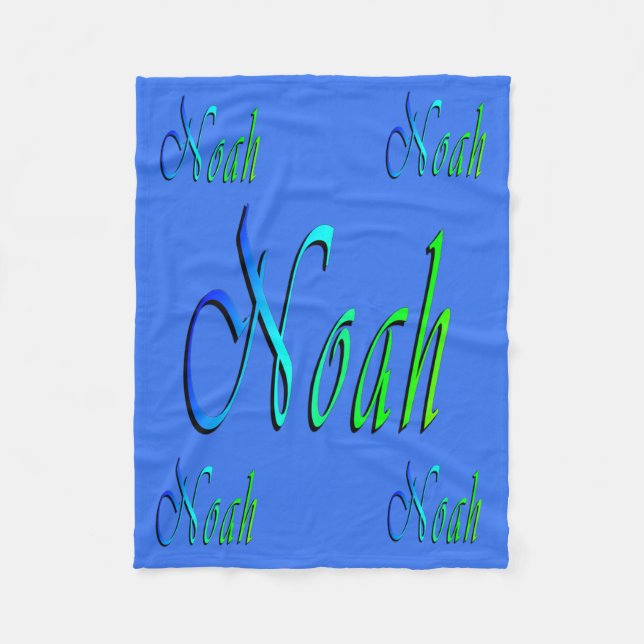 Noah, Name, Logo, Small Blue Fleece Blanket. Blanket (Front)