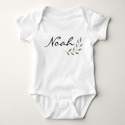 Noah Name Reveal Romper Newborn Nature Leaf