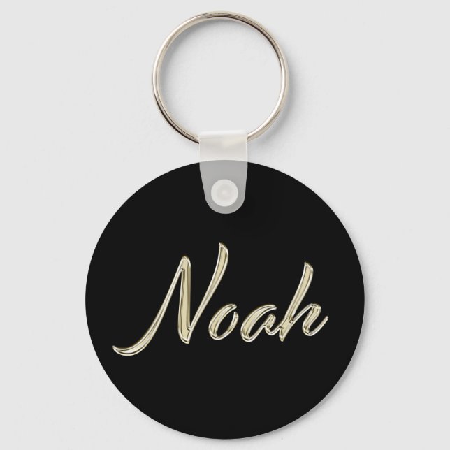 Noah Name whitegold Button Schlüsselanhänger Keychain (Front)
