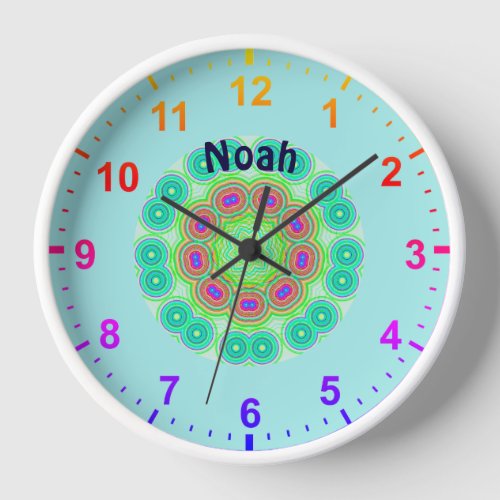 NOAH Personalised  Kaleidoscope Circles Fractal  Clock