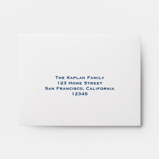 Noah RSVP Bar Mitzvah Wedding Blue Lined Envelope (Front)