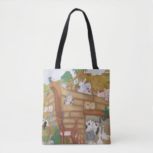 Noah’s Ark Animals on a boat looking at you. Tote Bag