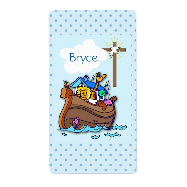 Noah’s Ark Baptism, Boy Blue Label (Front)