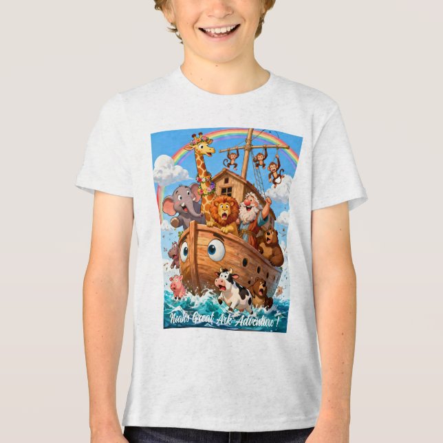 Noah’s Great Ark Adventure - Cute Animals T-Shirt Tri-Blend Shirt (Front)