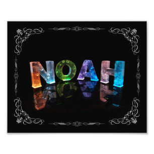 Noah - The Name Noah in 3D Lights (Photograph) Photo Print
