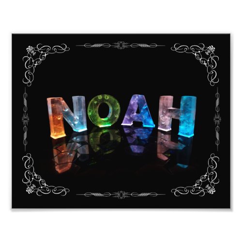 Noah  _ The Name Noah in 3D Lights Photograph Photo Print