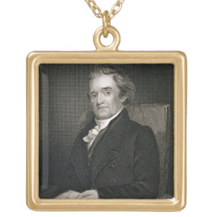 Noah Webster (1758-1843) engraved by Frederick W. Gold Plated Necklace