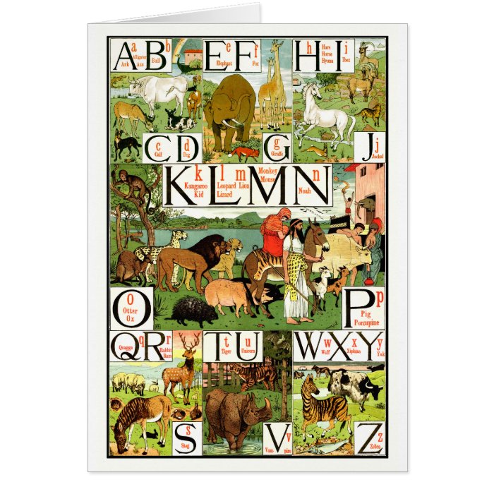 Noah's ABC Alphabet Chart in English Greeting Card