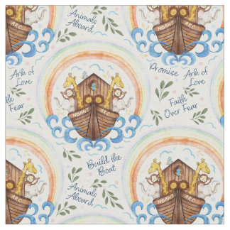 Noah's Arc with Animals sailing in Faith Fabric