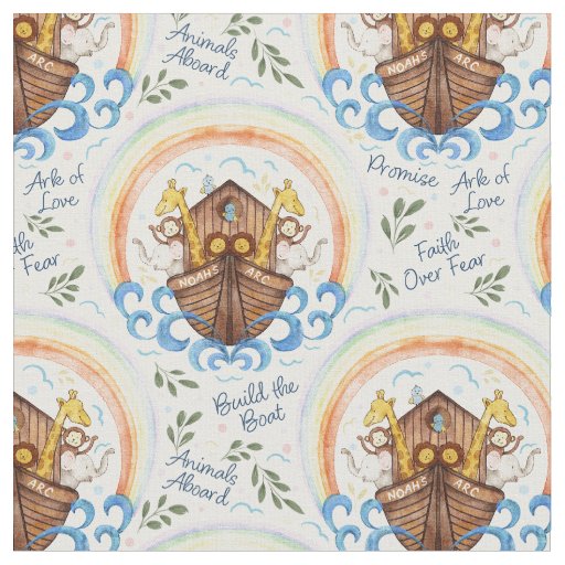 Noah's Arc with Animals sailing in Faith Fabric
