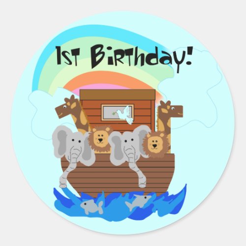 Noahs Ark 1st Birthday Tshirts and Gifts Classic Round Sticker