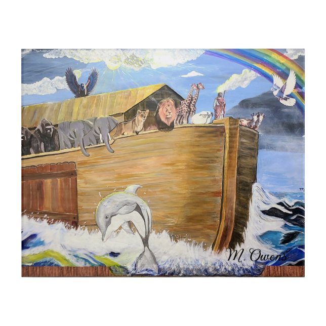 Noah's Ark And His Animal Friends Acrylic Print (Front)