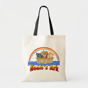Noah's ark and rainbow tote bag