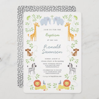 Noah's Ark Animals Baptism invitation