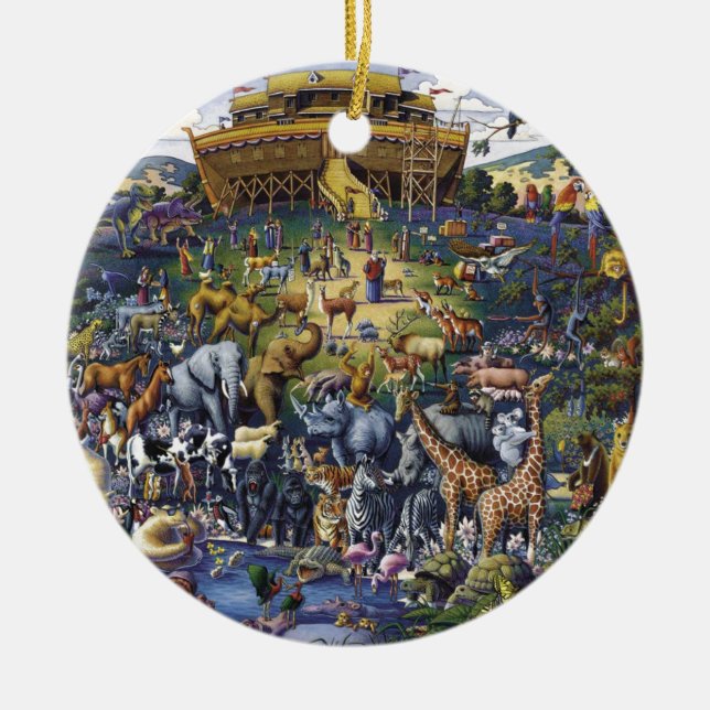 Noahs Ark Animals Ceramic Ornament (Front)