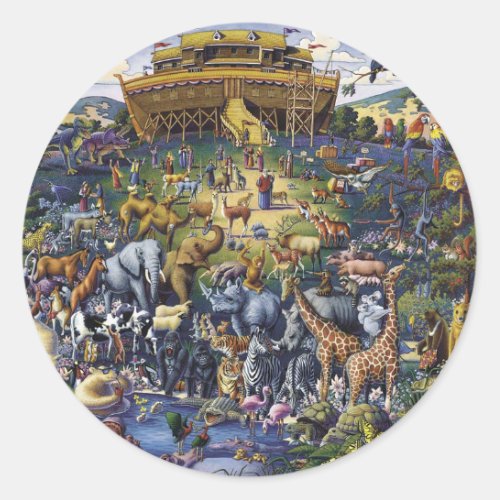 Noahs Ark Animals Classic Round Sticker