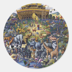 Noahs Ark Animals Classic Round Sticker