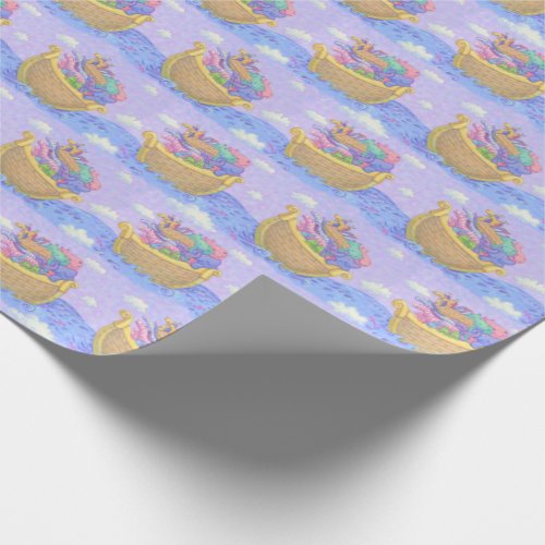 Noahs Ark Animals Lavender Purple Pattern Wrapping Paper