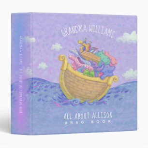 Noah's Ark Animals Purple Grandma Brag Book 3 Ring Binder