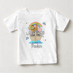 Noahs Ark Animals Rainbow Birthday Kids Name Baby T-shirt at Zazzle