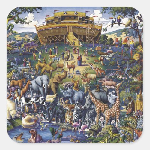 Noahs Ark Animals Square Sticker