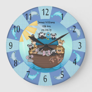 Noahs Ark Babies Round (Large) Wall Clock