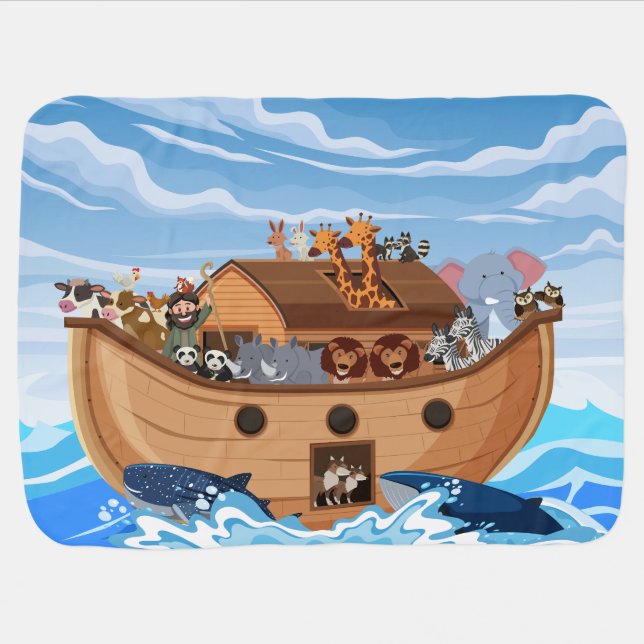 Noah's Ark Baby Blanket – Ultra-Soft, Customizable (Horizontal)