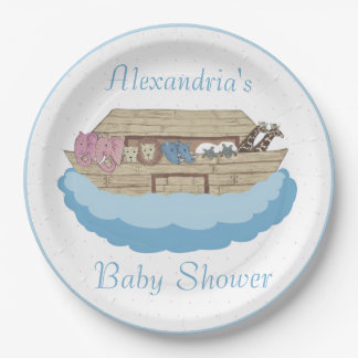Noah's Ark Baby Boy Blue  Baby Shower Paper Plates