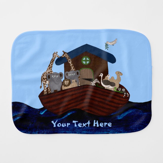 Noah's Ark Baby Burp Cloth (Front Horizontal)